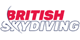 Logo that reads "British Skydiving" in red and blue letters, with a stylized skydiver forming part of the 'S' in "Skydiving.