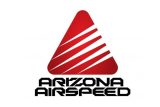 Logo of Arizona Airspeed, featuring a red triangular shape with white diagonal stripes, above the bold black text "Arizona Airspeed" on a white background.